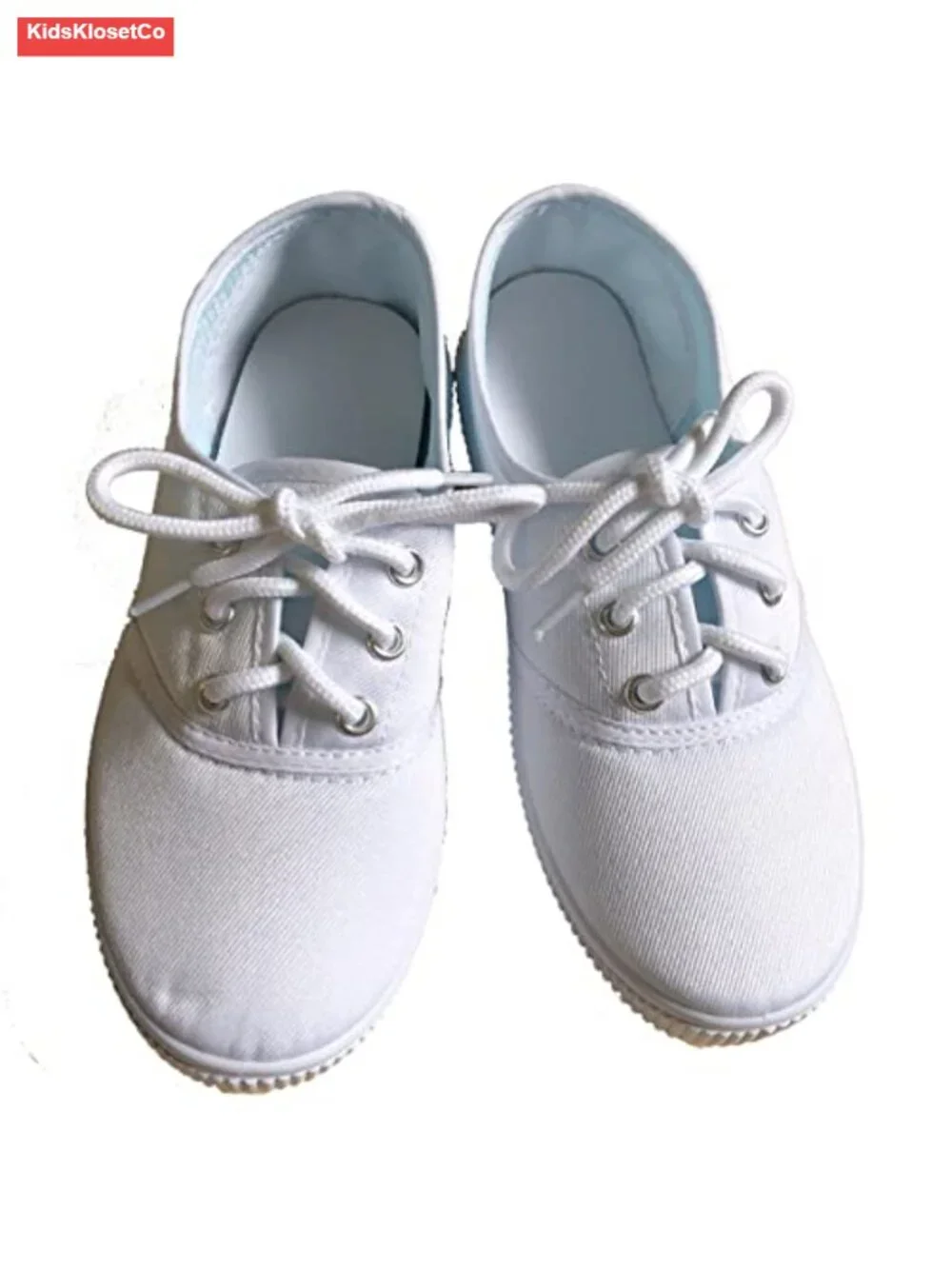 Kids Lace Up Sneakers Athletic Running Tennis Sport Shoe Canvas White